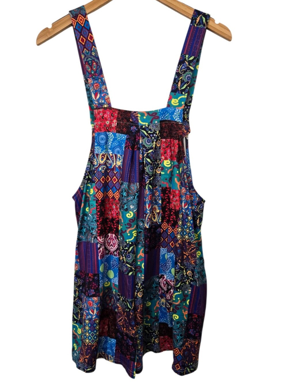 EKOUAER Patchwork Boho Overall Dress Multicolor Pinafore NWT Size M - Picture 7 of 9